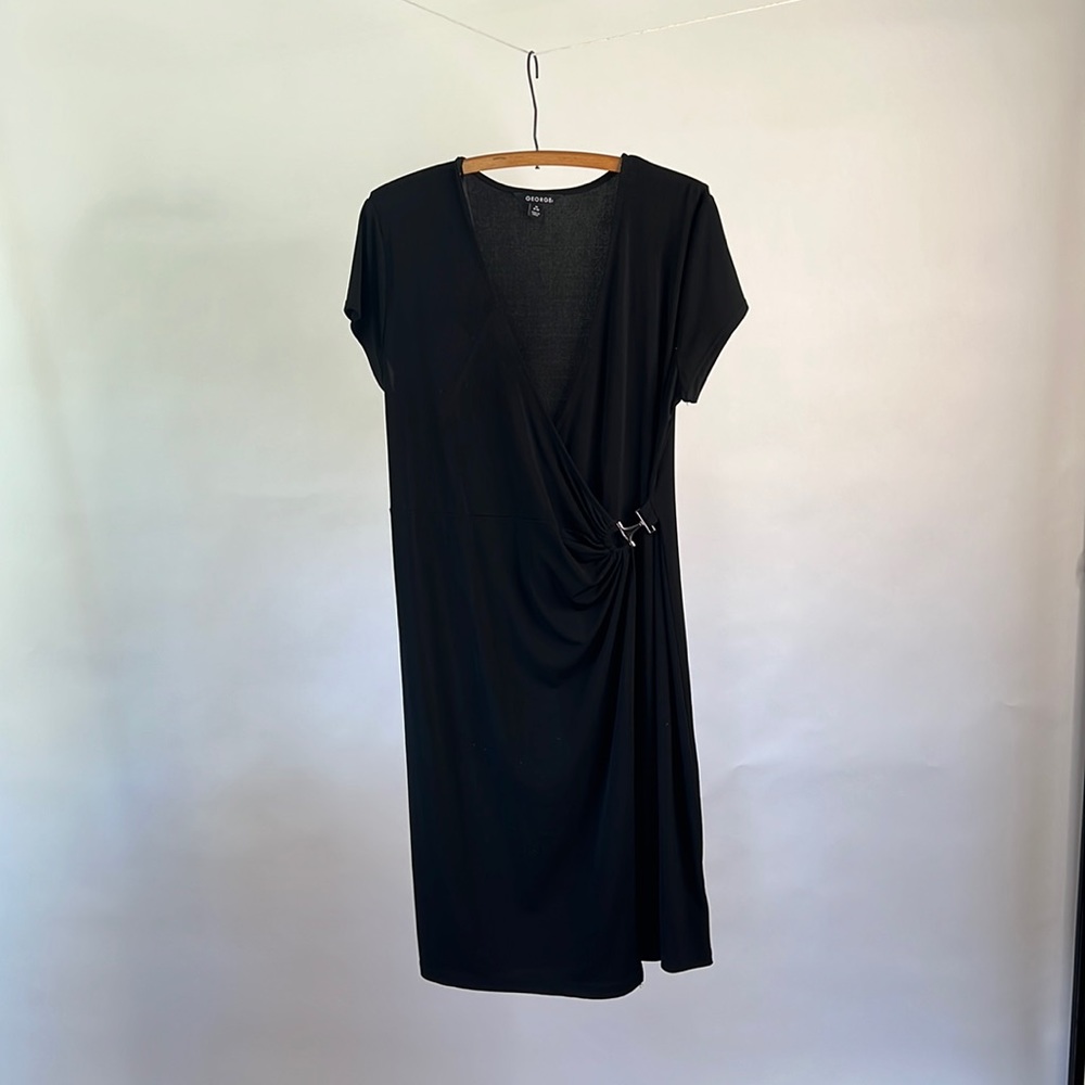 Black wrap dress with side buckle